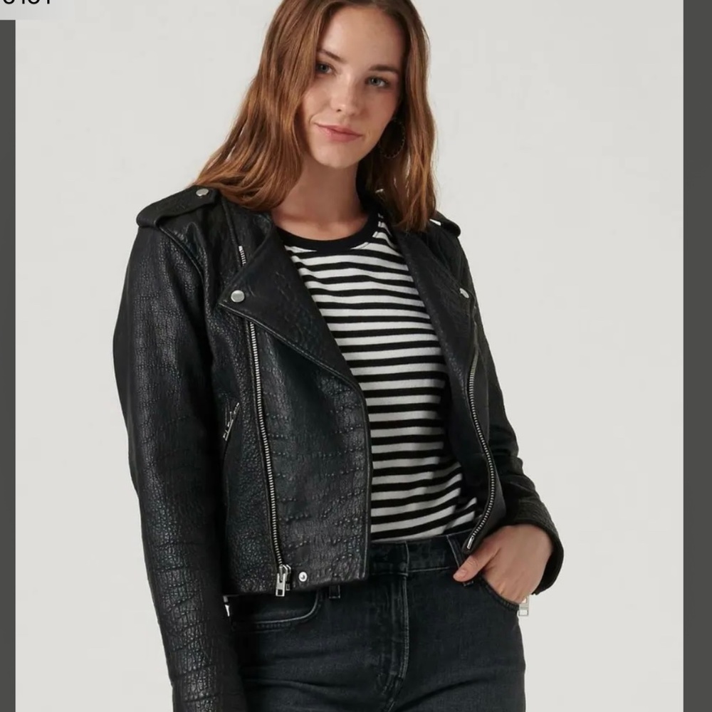 NEW LUCKY BRAND $449 BLACK GENUINE LEATHER MOTO JACKET SZ LARGE